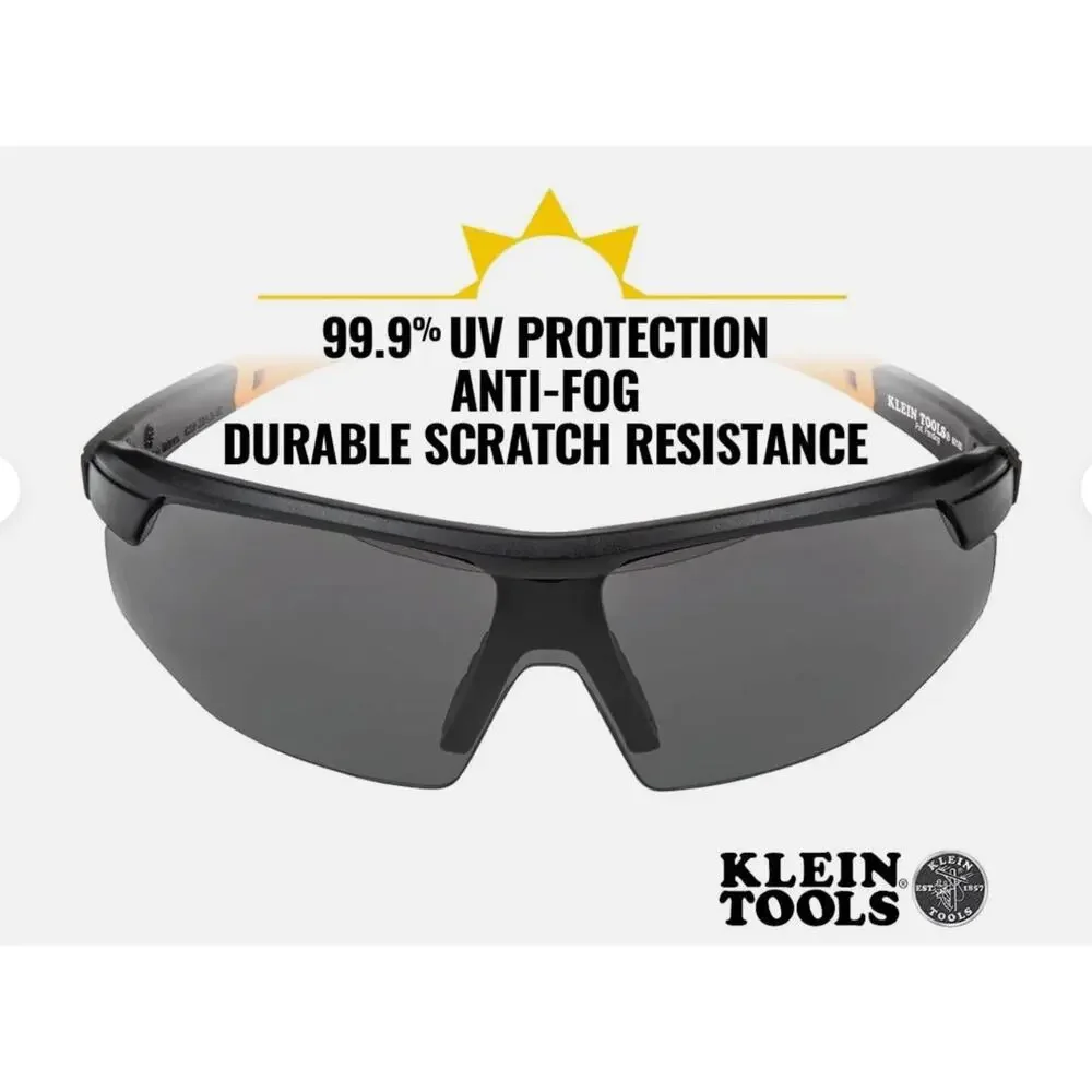 Klein Tools Safety Glasses‎ Gray Lens Anti Fog Uv Protection Lightweight